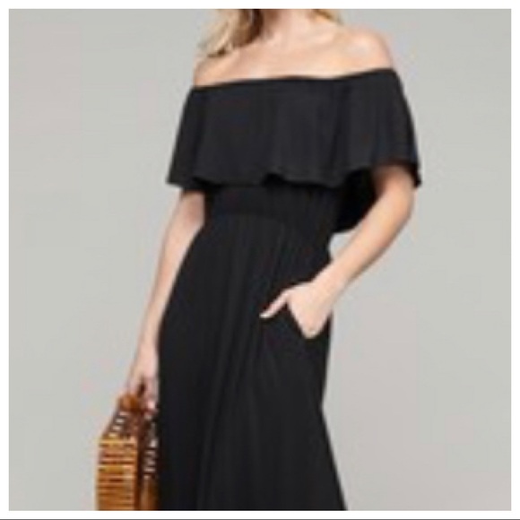 ShopEvelynne Dresses & Skirts - LAYERED OFF THE SHOULDER MAXI DRESS W/POCKETS
